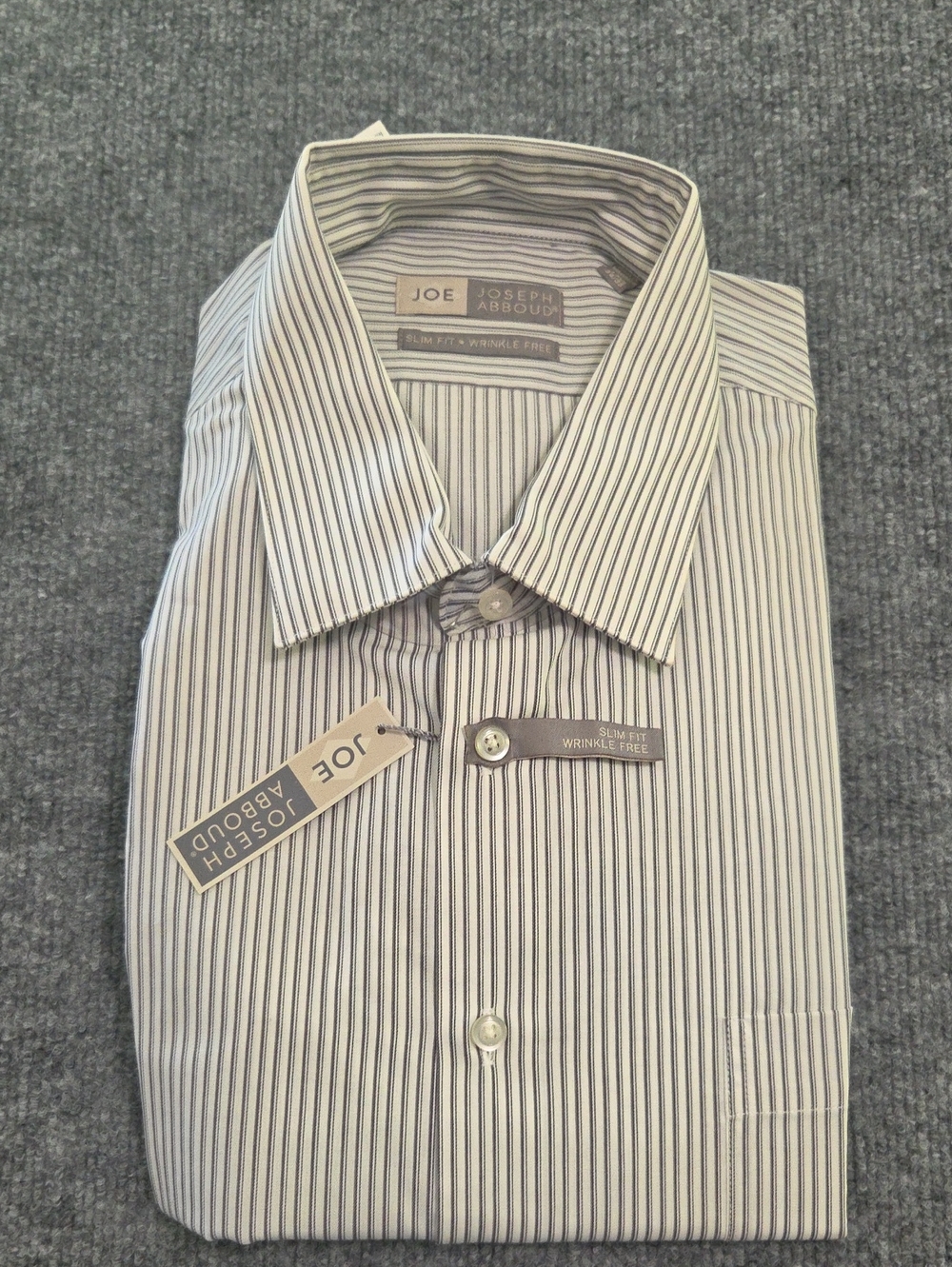 Joseph Abboud Slim Fit Dress Shirt in White with Black Stripes
